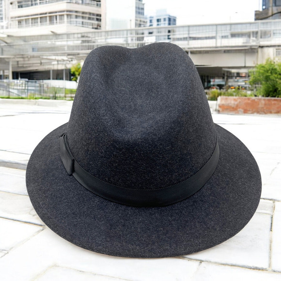 Vintage Makins New York Black Trilby Teardrop 100% Wool Felt Fedora Hat 4384 - Picture 3 of 9